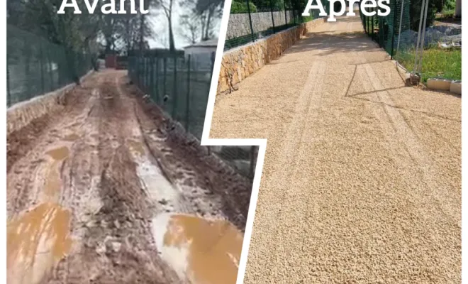 Un avant après des travaux de terrassement réalisé pour l'un de nos clients dans le var